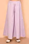 Samyukta Singhania_Purple Cotton Embroidery, Mirrors Kurta And Palazzo Set _at_Aza_Fashions