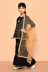 Buy_Samyukta Singhania_Black Rayon Slub Printed And Embellished Floral & Peplum Kurta Sharara Set _Online_at_Aza_Fashions