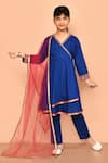 Buy_Petite Pomme_Blue Rayon, Polyester Embroidery, Gota Patti, Lace Placement Angarkha Set _at_Aza_Fashions