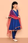 Shop_Petite Pomme_Blue Rayon, Polyester Embroidery, Gota Patti, Lace Placement Angarkha Set _Online_at_Aza_Fashions