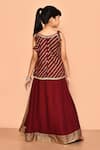 Shop_Samyukta Singhania_Wine Rayon Slub Printed And Embellished Stripe Top & Skirt Set _at_Aza_Fashions