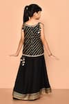 Shop_Samyukta Singhania_Black Rayon Slub Printed And Embellished Stripe Top & Flared Skirt Set _at_Aza_Fashions