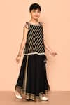 Shop_Samyukta Singhania_Black Rayon Slub Printed And Embellished Stripe Top & Flared Skirt Set _Online_at_Aza_Fashions