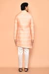 Shop_Aryavir Malhotra_Peach Sherwani Jacquard Printed And Pant Set _at_Aza_Fashions