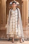 Buy_PREEVIN_White Anarkali And Pant Cotton Mulmul Mirror Embellished Tiered Set  _at_Aza_Fashions