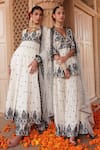 Buy_PREEVIN_White Anarkali And Pant Cotton Mulmul Embroidered Floral Mirror Set  _Online_at_Aza_Fashions