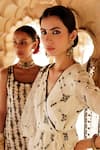 Shop_PREEVIN_White Angarakha And Sharara Cotton Mulmul Floral Jaal Set  _Online_at_Aza_Fashions