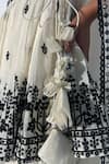 PREEVIN_White Angarakha And Sharara Cotton Mulmul Floral Sprig Set  _Online_at_Aza_Fashions