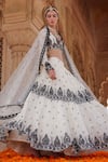 Buy_PREEVIN_Off White Blouse And Lehenga Cotton Mulmul Embroidered Floral Blossom Set _at_Aza_Fashions