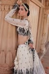 PREEVIN_Off White Blouse And Lehenga Cotton Mulmul Embroidered Floral Blossom Set _Online_at_Aza_Fashions