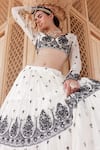 Buy_PREEVIN_Off White Blouse And Lehenga Cotton Mulmul Embroidered Floral Blossom Set _Online_at_Aza_Fashions