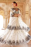Buy_PREEVIN_White Blouse And Lehenga Cotton Mulmul Floral Blossom Set _at_Aza_Fashions