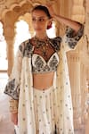 PREEVIN_White Blouse And Lehenga Cotton Mulmul Floral Blossom Set _Online_at_Aza_Fashions