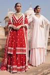 Buy_PREEVIN_Pink Kurta And Lehenga Cotton Mulmul Embroidered Floral Jaal Set _Online_at_Aza_Fashions