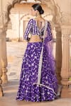 Shop_PREEVIN_Purple Cotton Mulmul Embroidered Lace V Thread And Mirror Lehenga Set  _at_Aza_Fashions