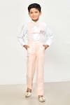 Buy_Samyukta Singhania_Peach Cotton Embellished Crown Suspender Pant Set _at_Aza_Fashions