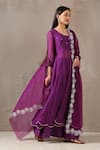Rekha Agra_Purple Organza, Handloom Chanderi Scoop Neck Anarkali Set _at_Aza_Fashions