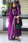 Buy Rekha Agra Purple Organza, Handloom Chanderi Scoop Neck Anarkali Set at Aza Fashions Buy_Rekha Agra_Purple Organza, Handloom Chanderi Scoop Neck Anarkali Set _at_Aza_Fashions