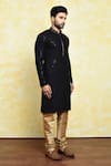 Samyukta Singhania_Black Art Silk Embroidery Thread Sequin Work Kurta Set _at_Aza_Fashions