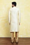 Shop_Samyukta Singhania_Beige Art Silk Embroidery Thread Work Kurta And Churidar Set _at_Aza_Fashions