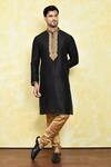 Buy Arihant Rai Sinha Black Silk Embroidery Mirror Placket Kurta Set at Aza Fashions Buy_Arihant Rai Sinha_Black Silk Embroidery Mirror Placket Kurta Set _at_Aza_Fashions