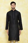 Shop_Samyukta Singhania_Black Art Silk Embroidery Dori Work Kurta And Churidar Set _Online_at_Aza_Fashions