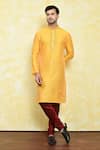 Buy_Samyukta Singhania_Yellow Art Silk Embroidery Dori Mirror Work Kurta And Churidar Set _at_Aza_Fashions