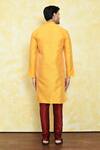 Shop_Samyukta Singhania_Yellow Art Silk Embroidery Dori Mirror Work Kurta And Churidar Set _at_Aza_Fashions