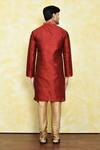 Shop_Samyukta Singhania_Maroon Art Silk Embroidered Thread Kurta And Churidar Set _at_Aza_Fashions