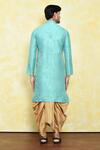 Shop_Samyukta Singhania_Green Art Silk Embroidered Paisley Placket Kurta Set _at_Aza_Fashions