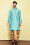 Buy_Samyukta Singhania_Green Art Silk Embroidered Paisley Placket Kurta Set _Online_at_Aza_Fashions