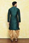 Shop_Samyukta Singhania_Green Art Silk Embroidered Leaf Placket Kurta Set _at_Aza_Fashions