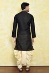 Shop_Samyukta Singhania_Black Art Silk Embroidered Floral Placket Kurta Set _at_Aza_Fashions