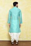 Shop_Samyukta Singhania_Green Silk Embroidery Tonal Placket Kurta With Dhoti Pant _at_Aza_Fashions