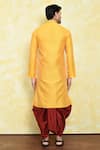 Shop_Samyukta Singhania_Yellow Art Silk Embroidered Placket Kurta Dhoti Pant Set _at_Aza_Fashions