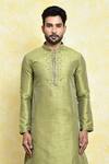 Buy_Samyukta Singhania_Green Art Silk Embroidered Straight Placket Kurta Set _Online_at_Aza_Fashions
