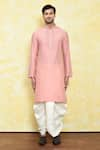 Shop_Samyukta Singhania_Pink Art Silk Mirror Placket Embroidered Kurta With Dhoti Pant _Online_at_Aza_Fashions