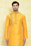 Samyukta Singhania_Yellow Art Silk Mandala Embroidery Kurta With Dhoti Pant _Online_at_Aza_Fashions