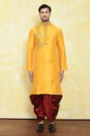 Shop_Samyukta Singhania_Yellow Art Silk Mandala Embroidery Kurta With Dhoti Pant _Online_at_Aza_Fashions