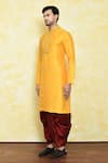 Samyukta Singhania_Yellow Art Silk Mandala Embroidery Kurta With Dhoti Pant _at_Aza_Fashions