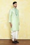 Samyukta Singhania_Green Art Silk Florence Embroidery Kurta With Dhoti Pant _at_Aza_Fashions