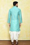 Shop_Samyukta Singhania_Green Silk Embroidery Crest Placket Kurta With Dhoti Pant _at_Aza_Fashions
