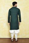 Shop_Samyukta Singhania_Green Silk, Cotton Embroidery Thread Work Placket Kurta Set _at_Aza_Fashions