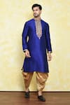 Buy Arihant Rai Sinha Blue Silk Embroidery Placket Kurta Set at Aza Fashions Buy_Arihant Rai Sinha_Blue Silk Embroidery Placket Kurta Set _at_Aza_Fashions
