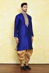 Arihant Rai Sinha Blue Silk Embroidery Placket Kurta Set at Aza Fashions Arihant Rai Sinha_Blue Silk Embroidery Placket Kurta Set _at_Aza_Fashions