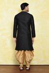 Shop_Arihant Rai Sinha_Black Silk Embroidery Contrast Placket Kurta Set _at_Aza_Fashions
