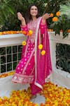 Buy_Gopi Vaid_Pink Anarkali Tussar Embroidery Zari Thread Aarohi Work Set  _Online_at_Aza_Fashions