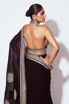 Shop_Gopi Vaid_Black Blouse Tussar Silk Border Pre-draped Saree With Bralette _at_Aza_Fashions