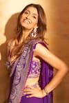 Gopi Vaid_Purple Blouse Tussar Silk Yamini Pre-draped Saree With Bralette  _at_Aza_Fashions