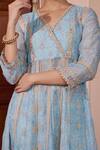 Buy_Mulmul_Blue 100% Pure Mulmul Embroidered Gota Vamsi Anarkali And Pant Set _Online_at_Aza_Fashions